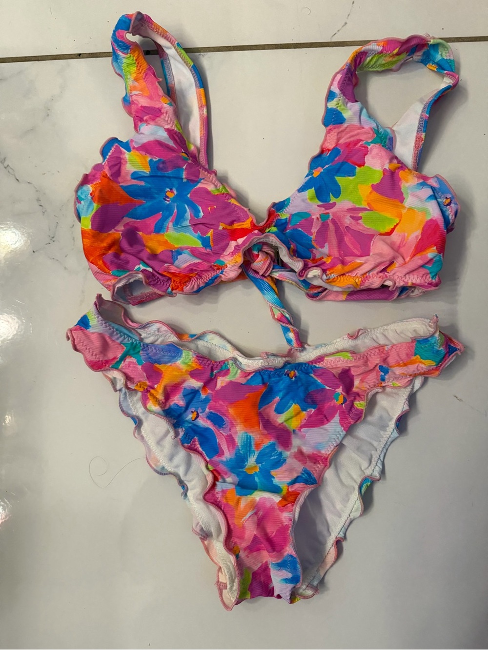Floral Tie-Front Women’s Bikini Set - Multi